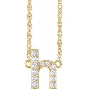 14K Yellow 1/8 CTW Natural Diamond Lowercase Initial H 16" Necklace