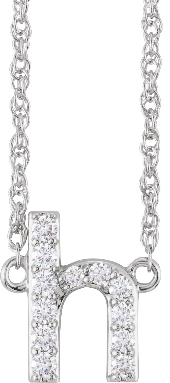 14K White 1/8 CTW Natural Diamond Lowercase Initial H 16 Necklace