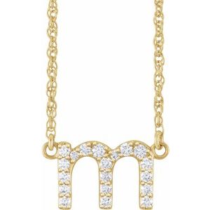 14K Yellow 1/6 CTW Natural Diamond Lowercase Initial M 16" Necklace
