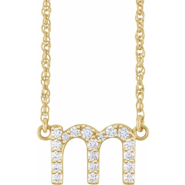 14K Yellow 1/6 CTW Natural Diamond Lowercase Initial m 16-18 Necklace