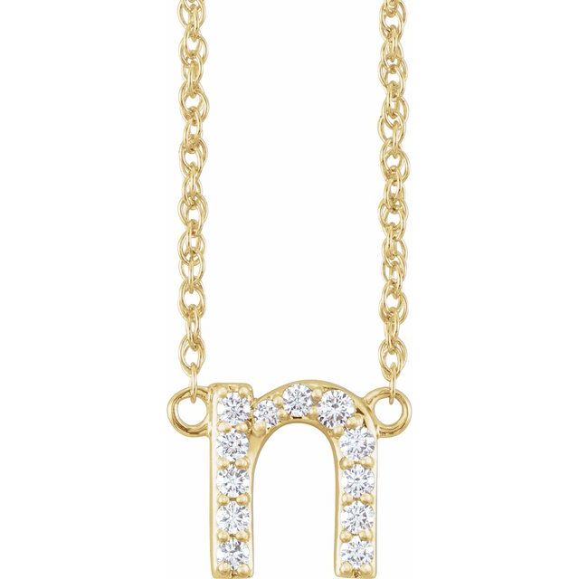 14K Yellow 1/10 CTW Natural Diamond Lowercase Initial n 16-18" Necklace
