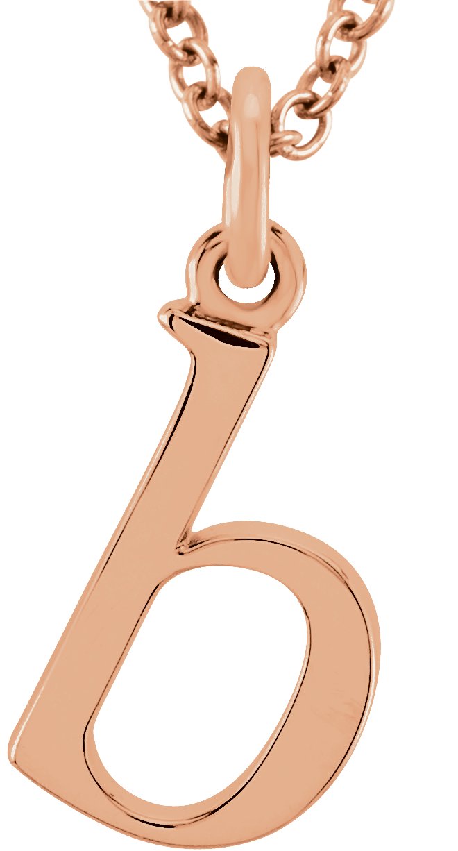 18K Rose Gold Plated Sterling Silver Lowercase Initial b 16 inch Necklace Ref 17700648