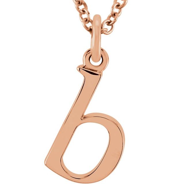 14K Rose Lowercase Initial b 16 Necklace