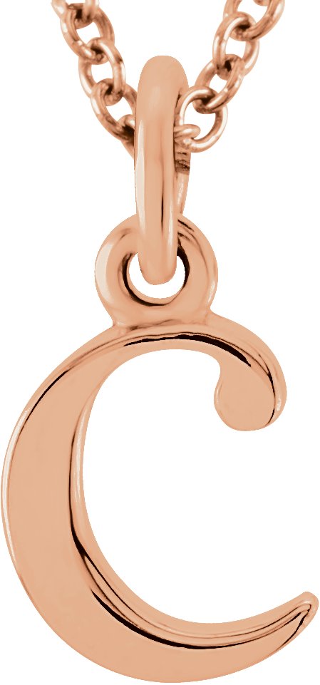 14K Rose Lowercase Initial c 16" Necklace