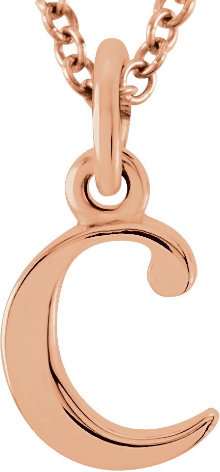 18K Rose Gold Plated Sterling Silver Lowercase Initial c 16 inch Necklace Ref 17700649