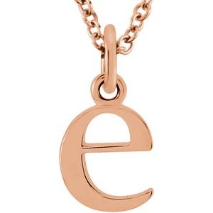 14K Rose Lowercase Initial e 16" Necklace