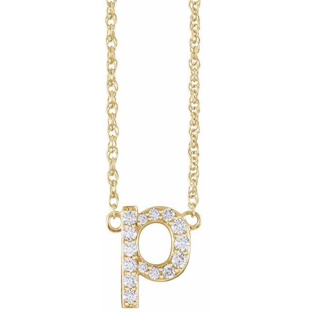 14K Yellow 1/8 CTW Natural Diamond Lowercase Initial p 16-18" Necklace