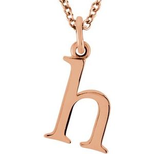 14K Rose Lowercase Initial h 16" Necklace