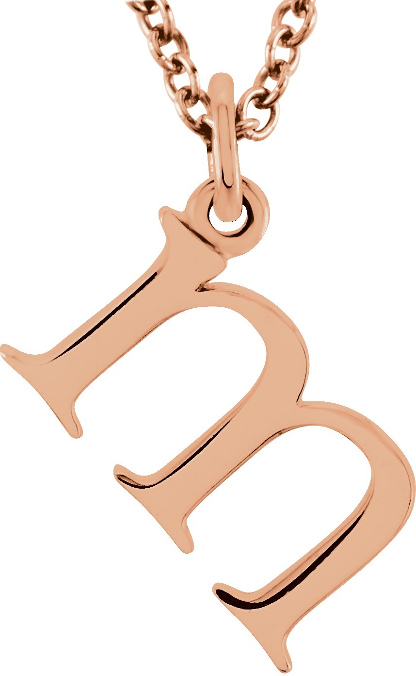 18K Rose Gold Plated Sterling Silver Lowercase Initial m 16 inch Necklace Ref 17700657