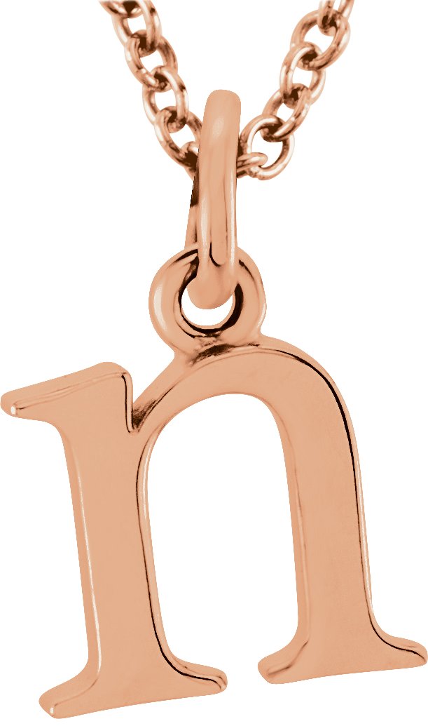 18K Rose Gold Plated Sterling Silver Lowercase Initial n 16 inch Necklace Ref 17700658