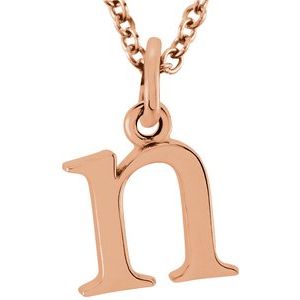 14K Rose Lowercase Initial n 16" Necklace