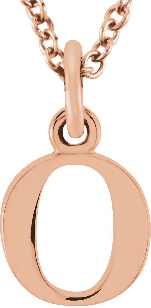 18K Rose Gold Plated Sterling Silver Lowercase Initial o 16 inch Necklace Ref 17700659