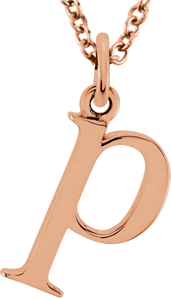 18K Rose Gold Plated Sterling Silver Lowercase Initial p 16 inch Necklace Ref 17700660