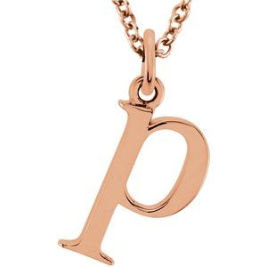 14K Rose Lowercase Initial p 16" Necklace