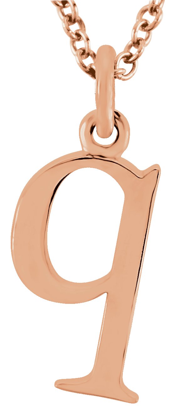 18K Rose Gold Plated Sterling Silver Lowercase Initial q 16 inch Necklace Ref 17700661