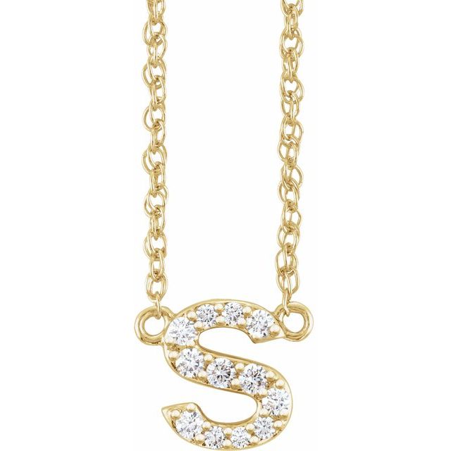 14K Yellow 1/10 CTW Natural Diamond Lowercase Initial s 16-18 Necklace
