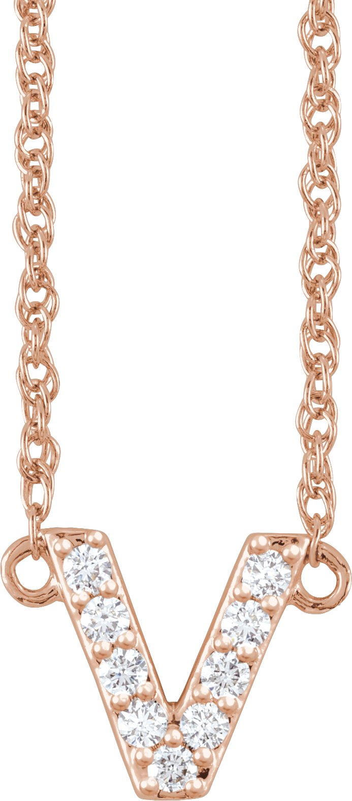 Diamond V Necklace, 14K Rose / 16 in.