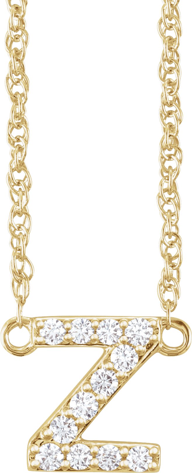 14K Yellow 1/10 CTW Natural Diamond Lowercase Initial Z 16" Necklace