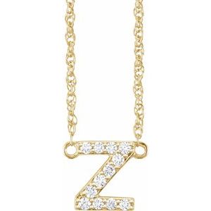 14K Yellow 1/10 CTW Natural Diamond Lowercase Initial Z 16" Necklace