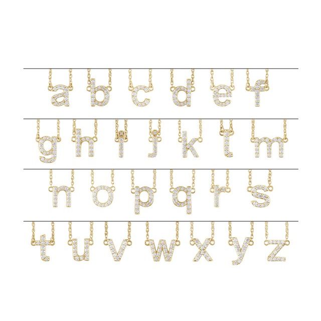 14K Yellow 1/8 CTW Natural Diamond Lowercase Initial b 16-18 Necklace