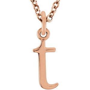 14K Rose Lowercase Initial t 16" Necklace