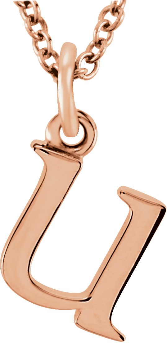 18K Rose Gold Plated Sterling Silver Lowercase Initial u 16 inch Necklace Ref 17700665