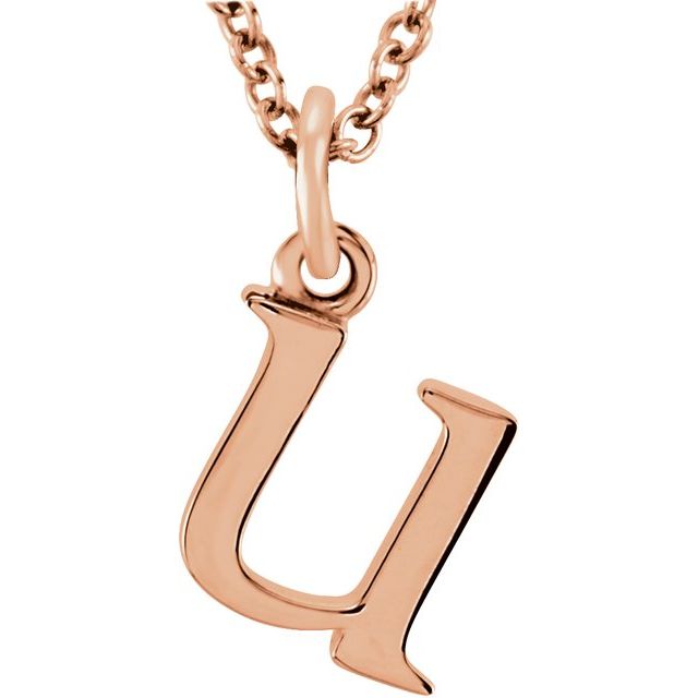 18K Rose Gold-Plated Sterling Silver Lowercase Initial u 16