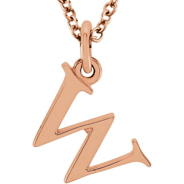 14K Rose Lowercase Initial w 16" Necklace