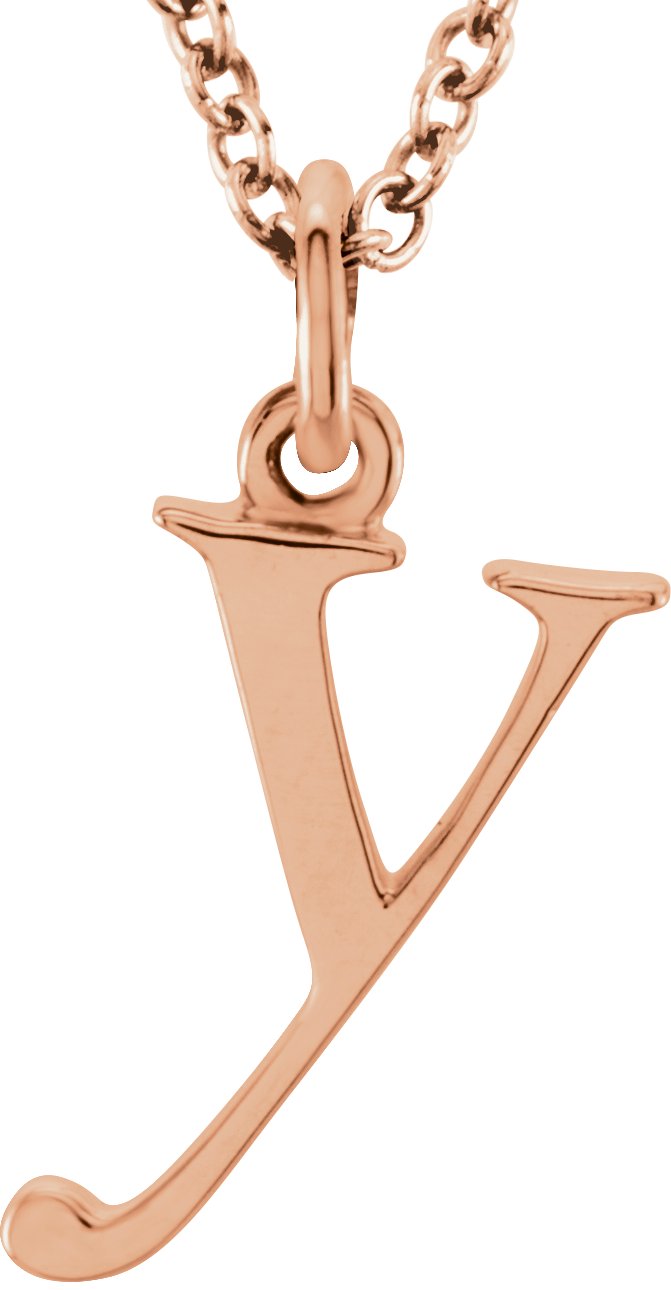 18K Rose Gold Plated Sterling Silver Lowercase Initial y 16 inch Necklace Ref 17700669