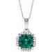 14K White Lab-Grown Emerald & .04 CTW Natural Diamond 18