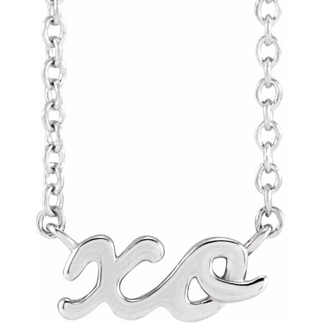 Sterling Silver Script XO 16 Necklace