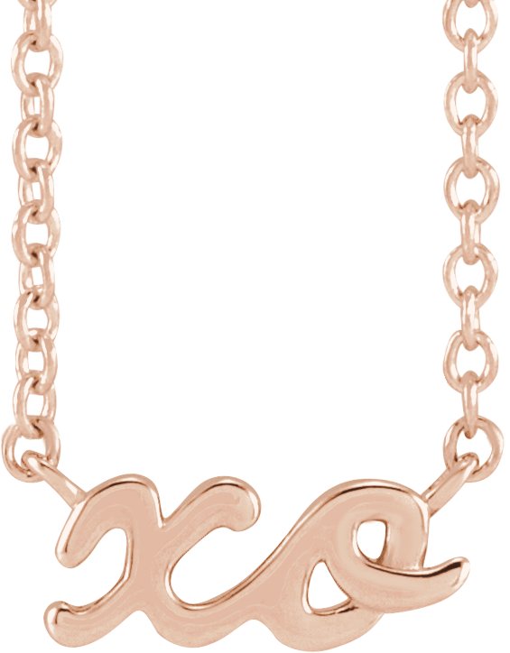 14K Rose Script "XO" 16" Necklace