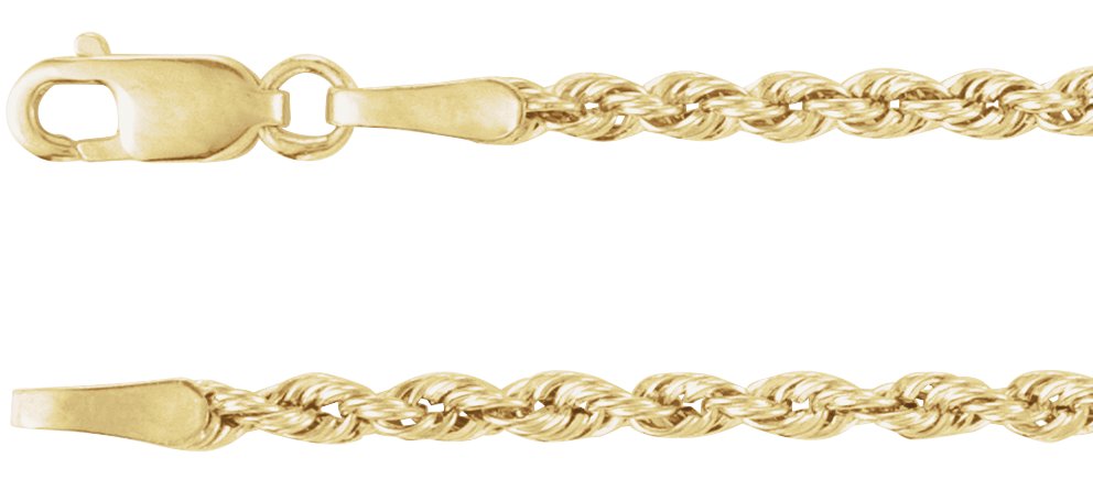 14K Yellow 2 mm Hollow Rope 22" Chain