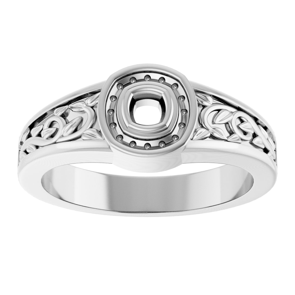 4 mm Cushion Mens Band Mounting view 3