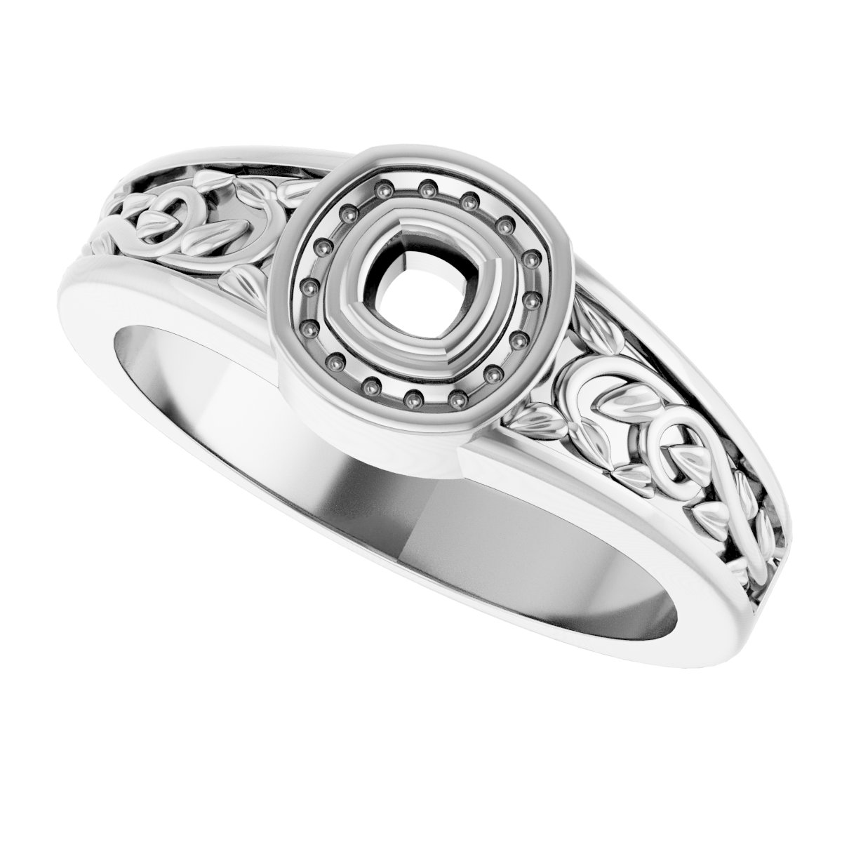 4 mm Cushion Mens Band Mounting view 5