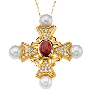 Vintage-Inspired Pearl Cross Pendant