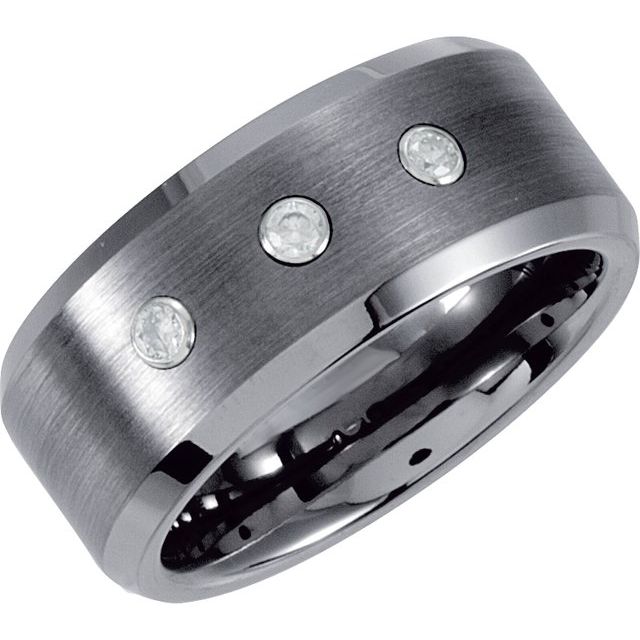 Tungsten .15 CTW Natural Diamond 8.3 mm Band Size 6.5