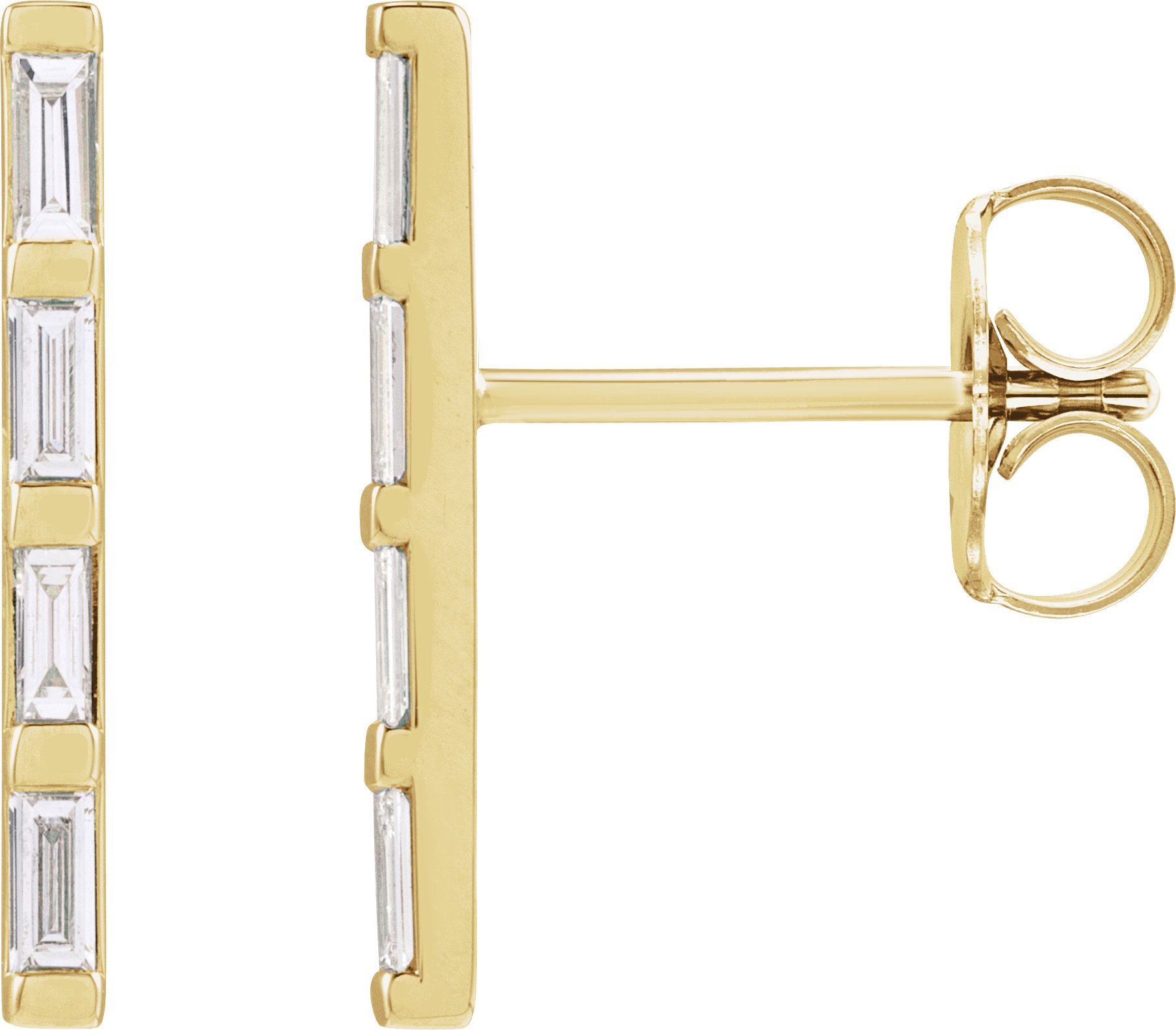 14K Yellow 1/6 CTW Natural Diamond Bar Earrings