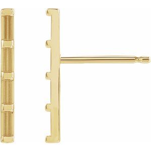 14K Yellow 2.5x1 mm Straight Baguette Four-Stone Bar Earring Mounting