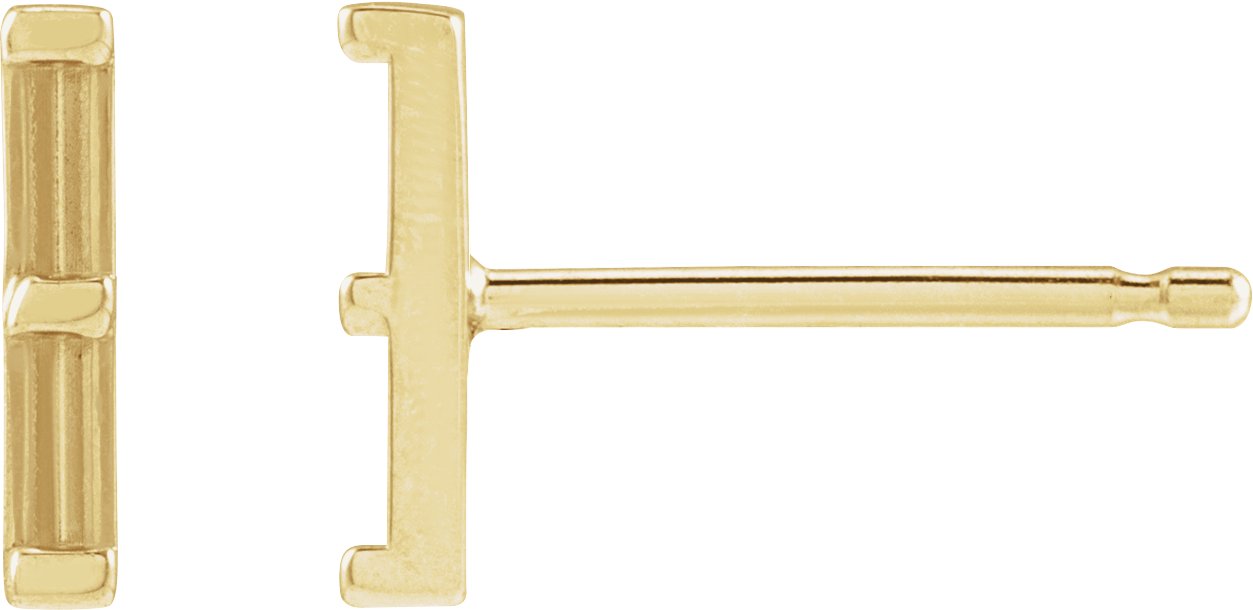 14K Yellow 2.5x1 mm Straight Baguette Two-Stone Bar Earring Mounting