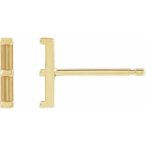 14K Yellow 2.5x1 mm Straight Baguette Two-Stone Bar Earring Mounting