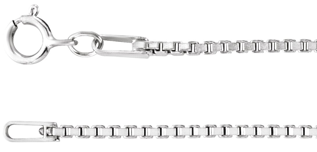 Rhodium-Plated Sterling Silver 1.3 mm Diamond-Cut Box 7" Chain