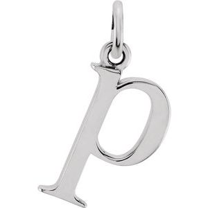 Sterling Silver Lowercase Initial p 16" Necklace