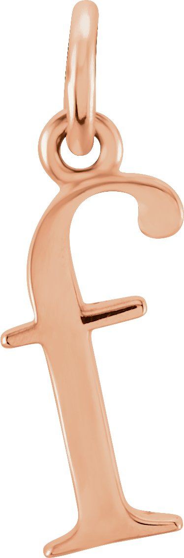 18K Rose Gold Plated Sterling Silver Lowercase Initial F Pendant Ref 18054165