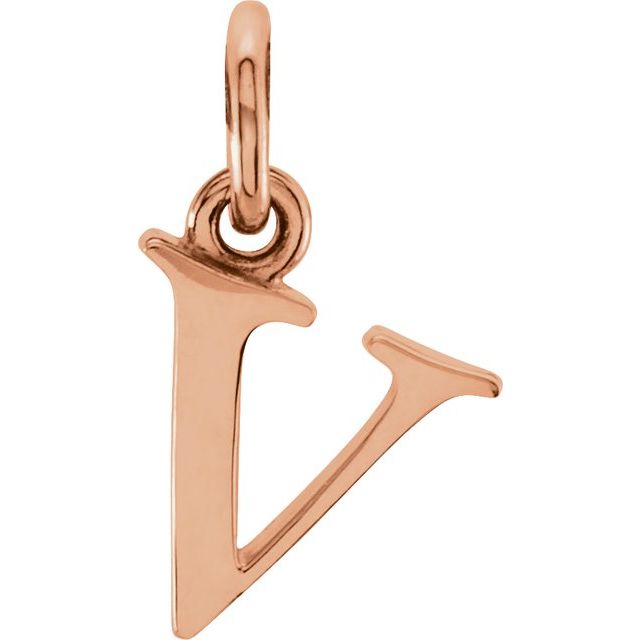 18K Rose Gold-Plated Sterling Silver Lowercase Initial V Pendant