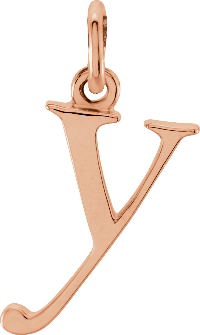 18K Rose Gold Plated Sterling Silver Lowercase Initial Y Pendant Ref 18054222