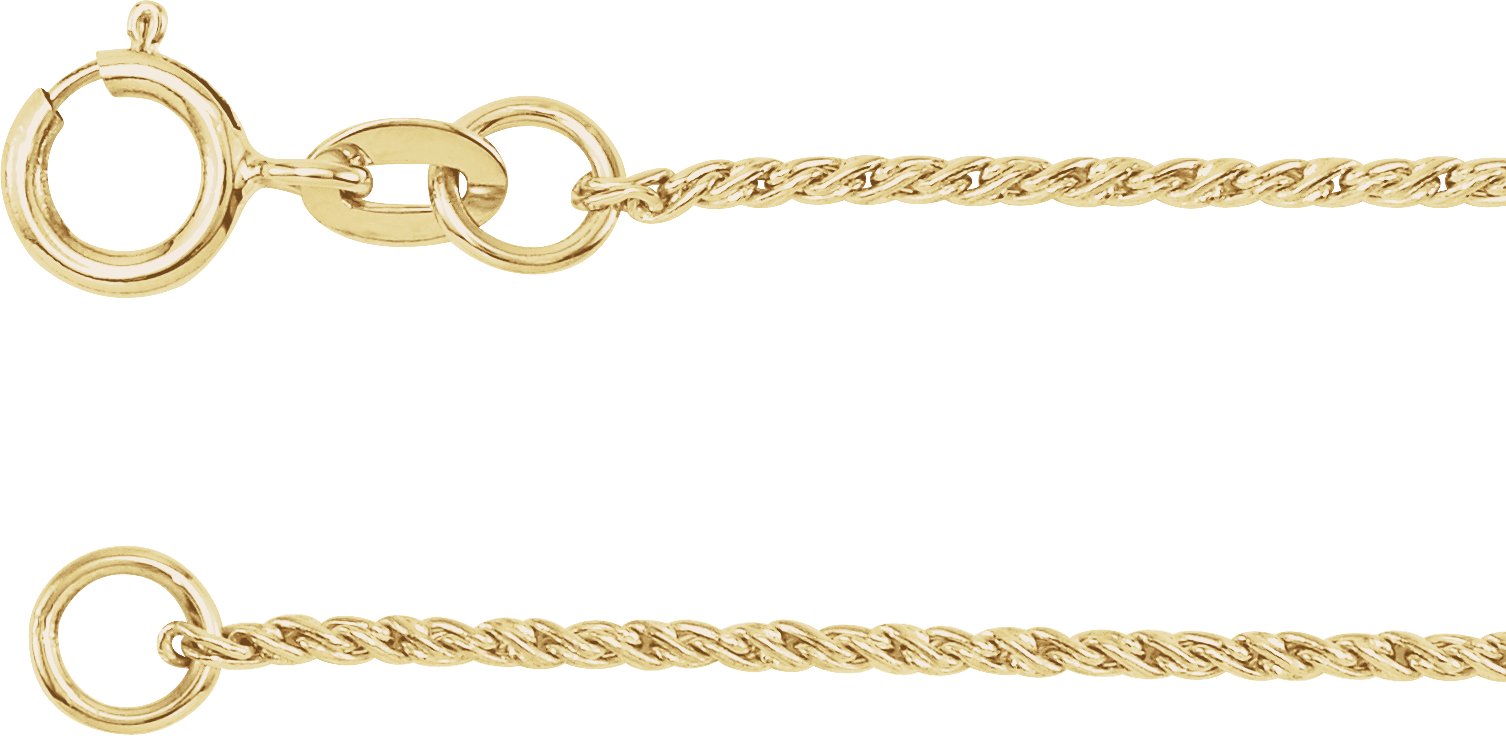 14K Yellow 1 mm Twisted Wheat 24" Chain
