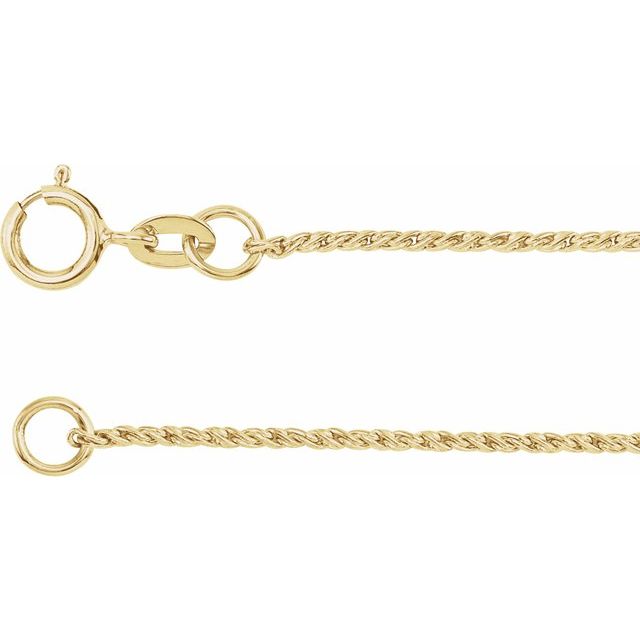 14K Yellow 1 mm Twisted Wheat 7 Chain

