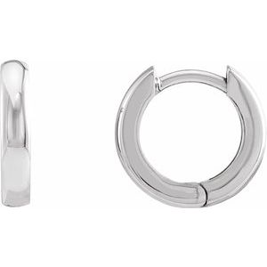 14K White 12 mm Hinged Hoop Earrings