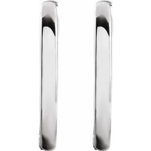 Platinum 14 mm Elongated Oval Huggie Hoop Earrings